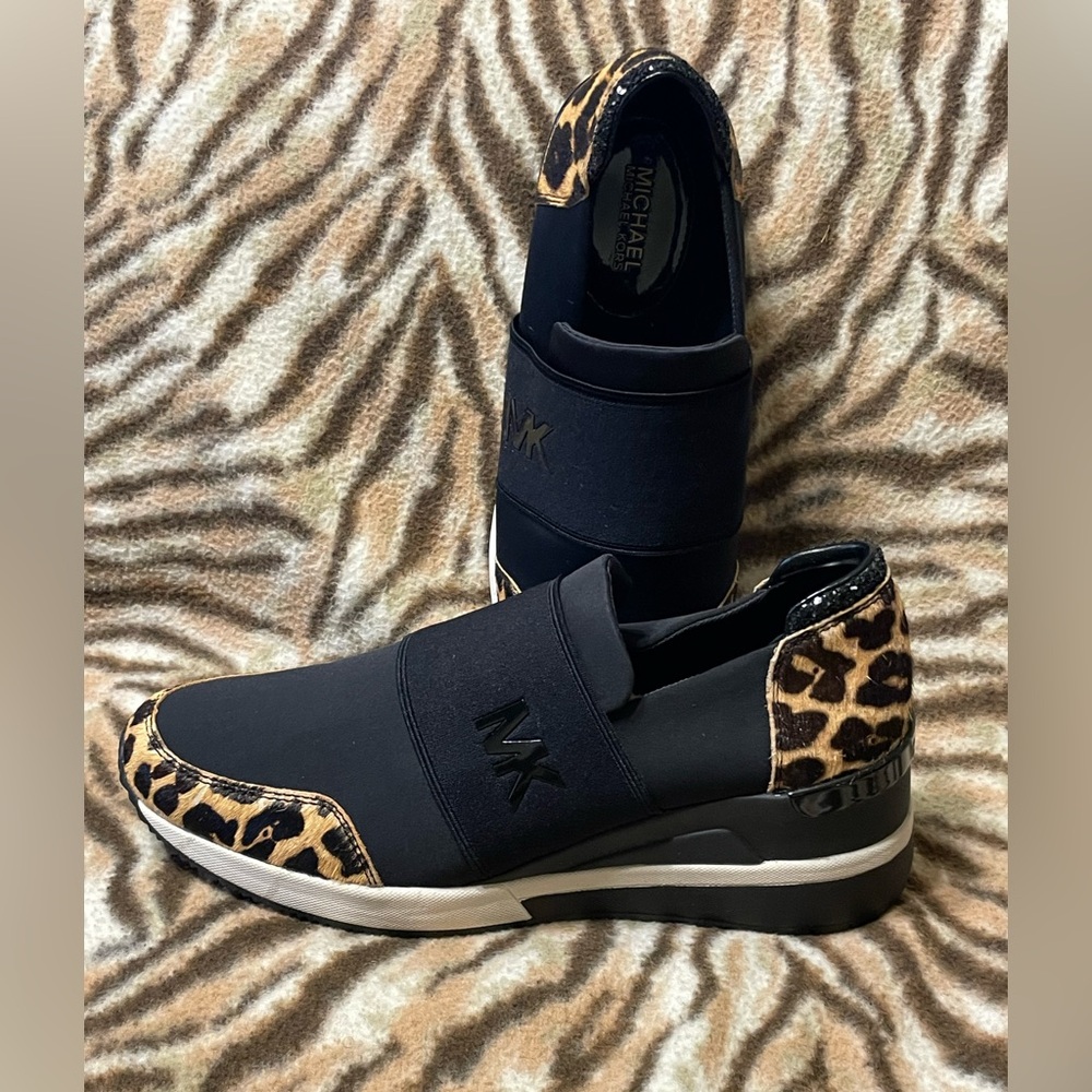 Michael Kors Black and Leopard Loafer